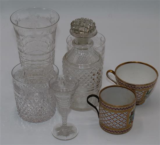 A collection of Georgian and later glass and tea set